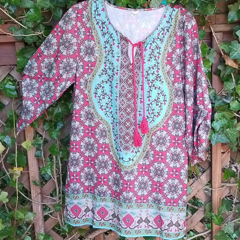 HiMone boho tunic dress beach pool coverup